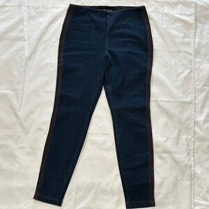 Lysse New York High Waist Dark Wash Skinny Jeggings with Side Contrast Trim EUC